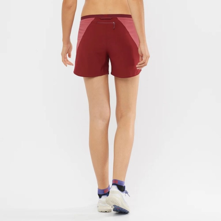 Red Salomon Cross 5'' Women's Running Shorts | PH 92364B